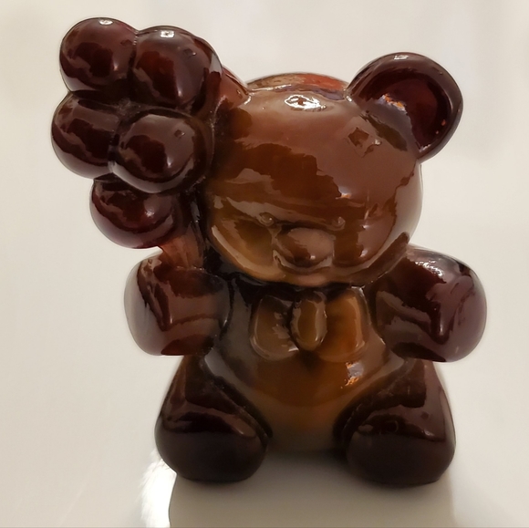 Vntg Boyd "Patrick the Bear" Chocolate Brown Slag Glass - Picture 10 of 10